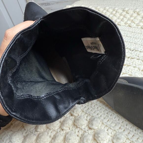 VINTAGE NEDWEST Women's Size 8 Slouchy Leather Heeled Cowgirl Boots Black Flames - Picture 10 of 14